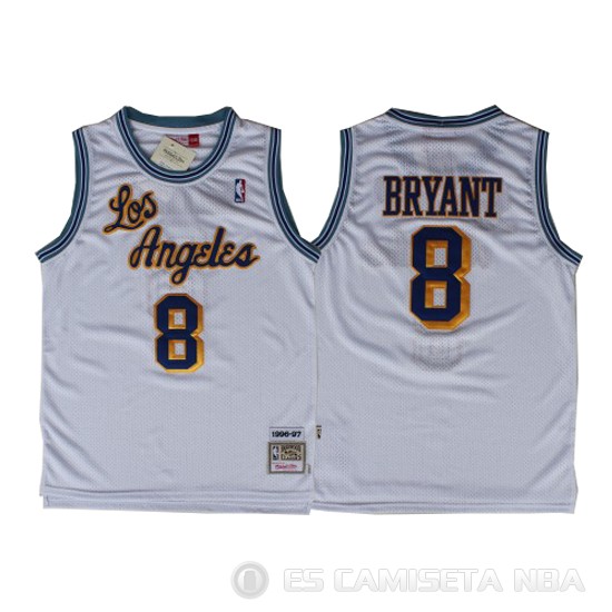 Camiseta Bryant #8 Los Angeles Lakers Retro Blanco - Haga un click en la imagen para cerrar